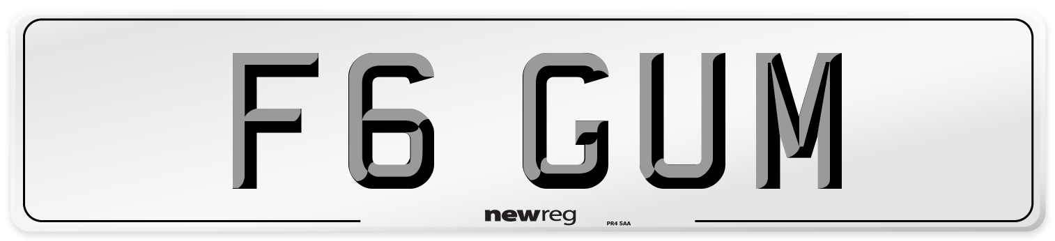 F6 GUM Number Plate from New Reg